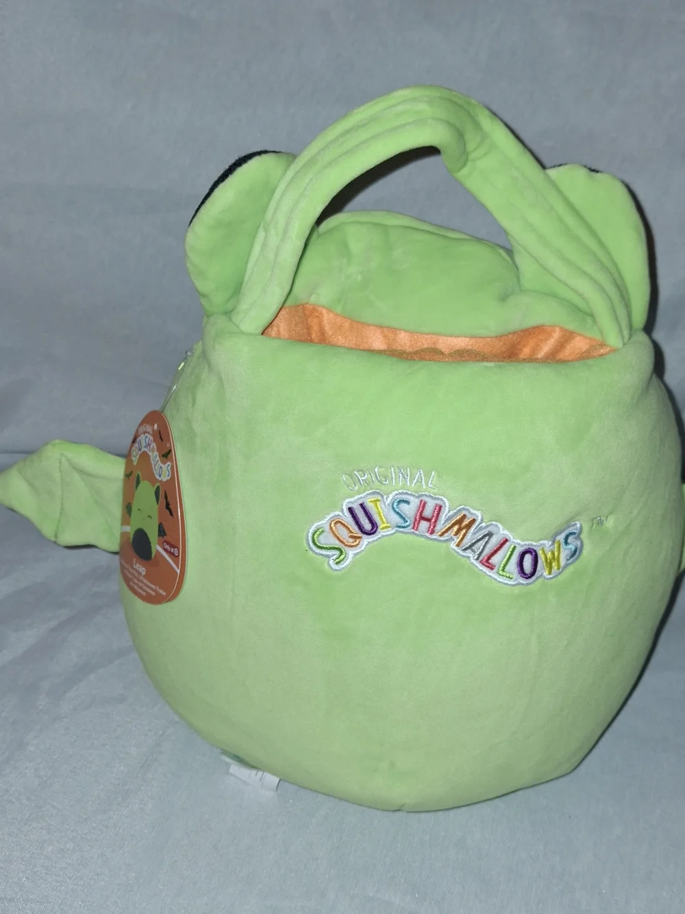 Squishmallows Leap Bat Halloween Treat Pail  - Lime Green with Black Accents